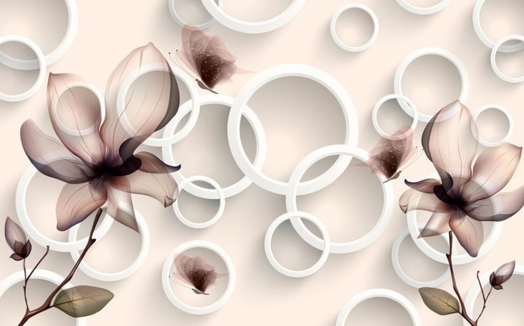 Фотообои Коричневые 3д цветы