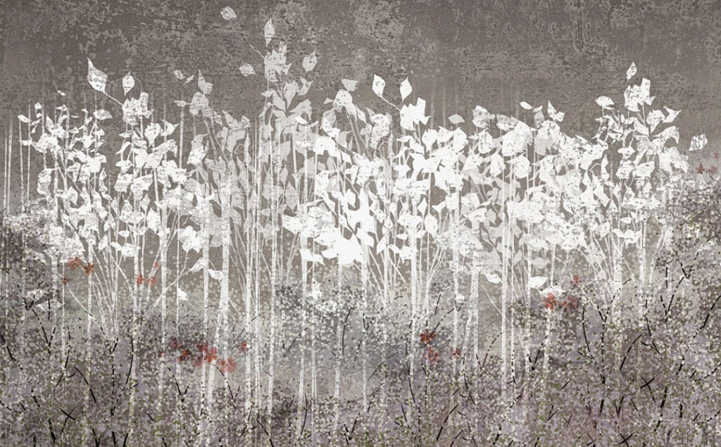 Фотообои Цветы на сером фоне