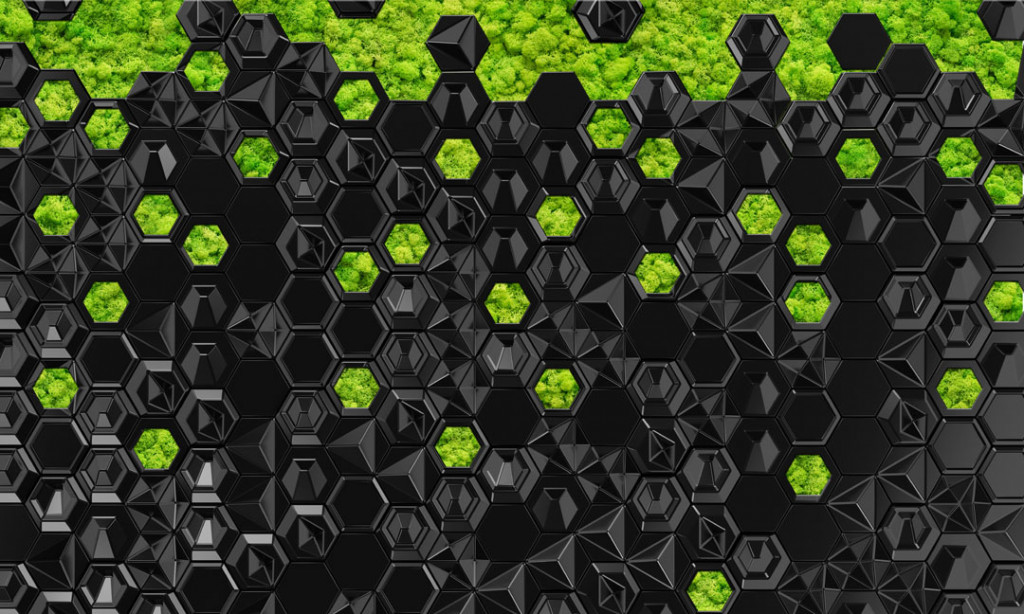 Фотообои Искуственный мох, черный фон