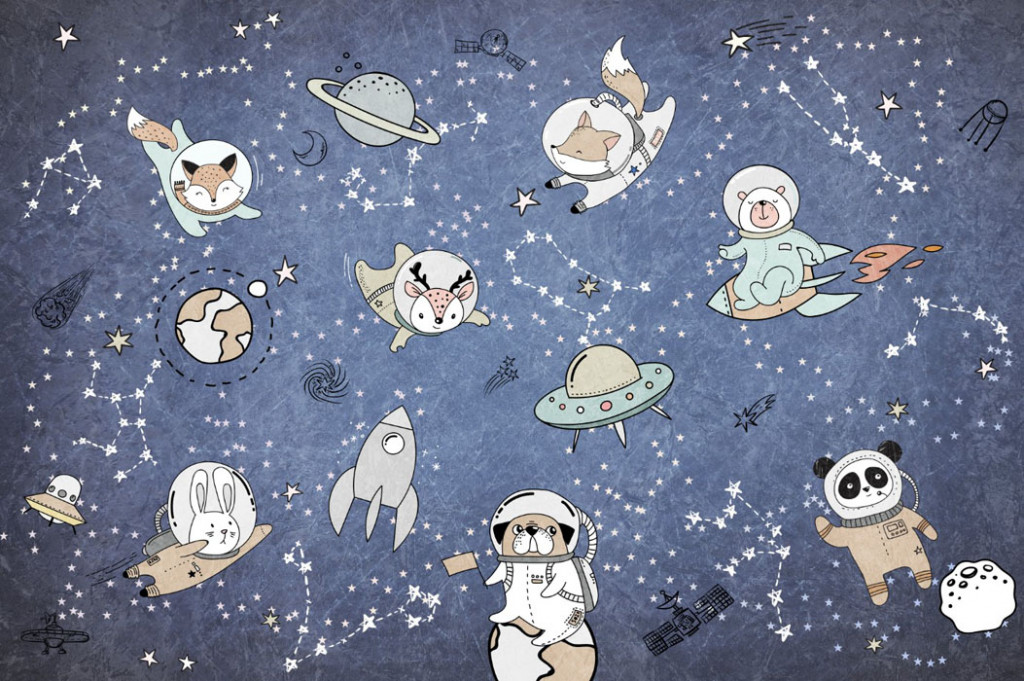  Фотообои Зверята в космосе