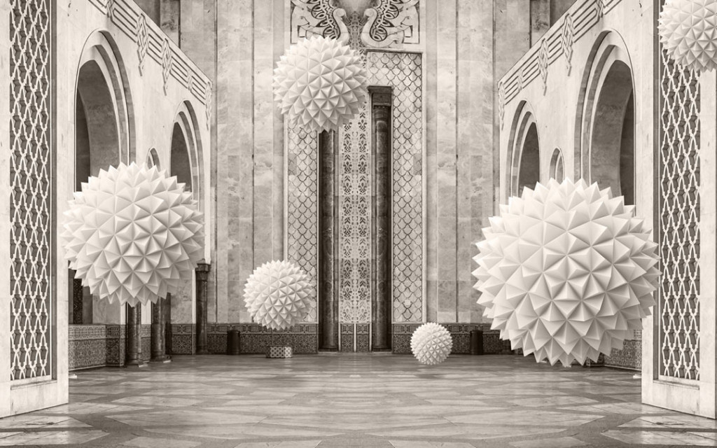 Фотообои 3д сферы в коридоре