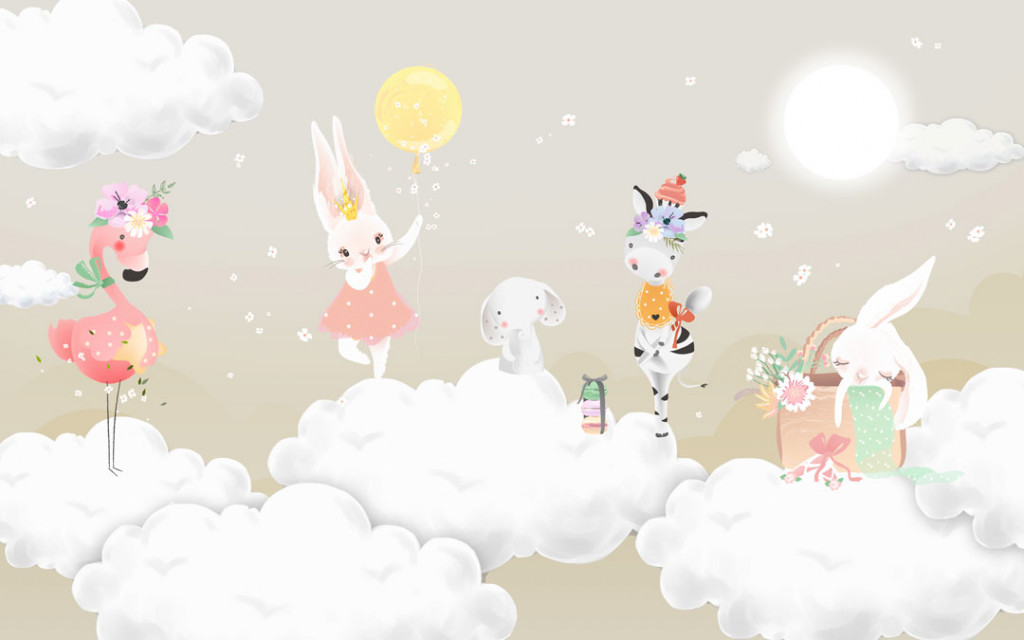 Фотообои Животные на тучках