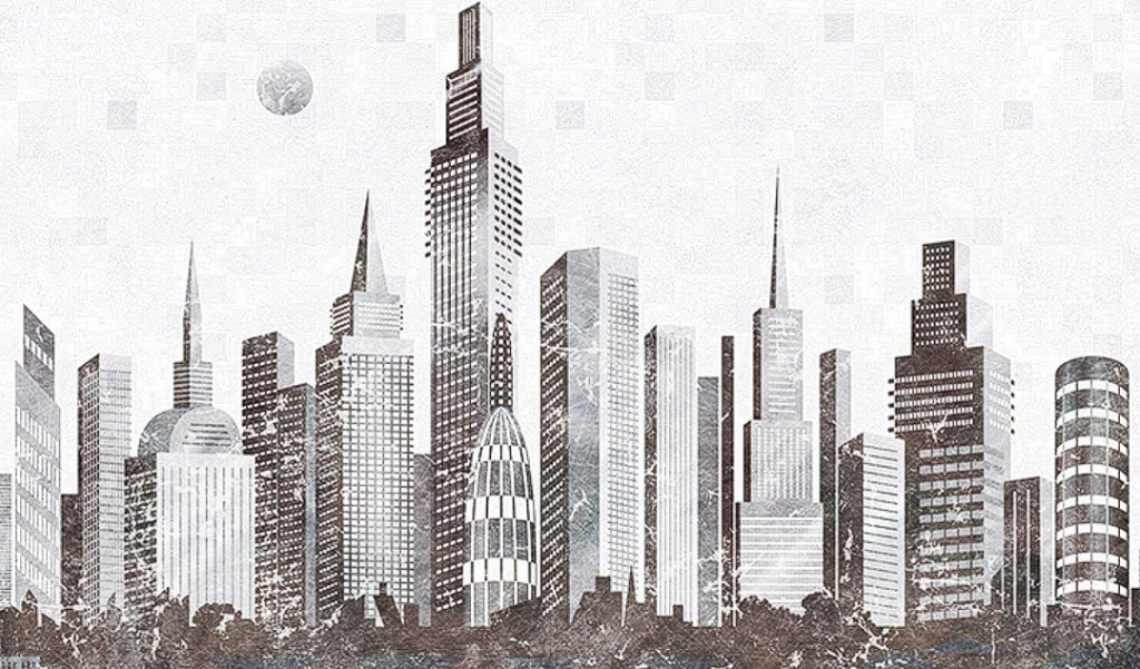 Фотообои Черно белый город