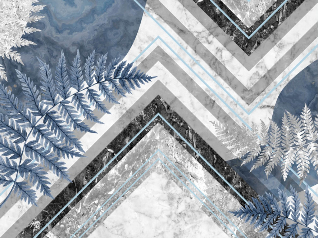 Фотообои тропические листья, геометрия