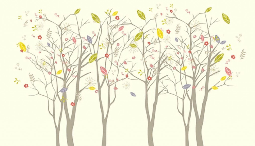 Фотообои Векторные деревья на желтом фоне