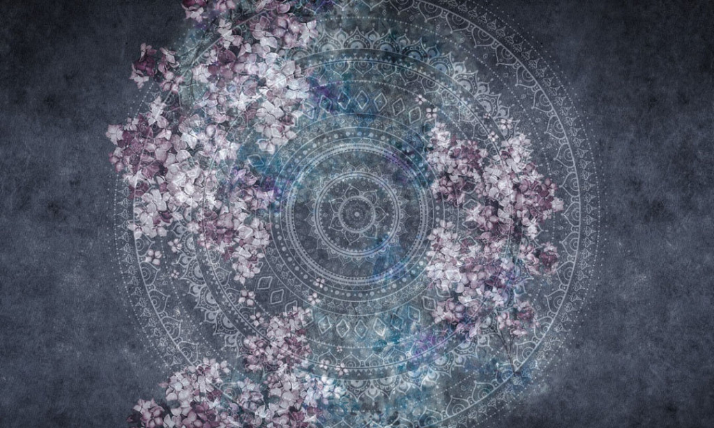 Фотообои Мандала с фиолетовыми цветами