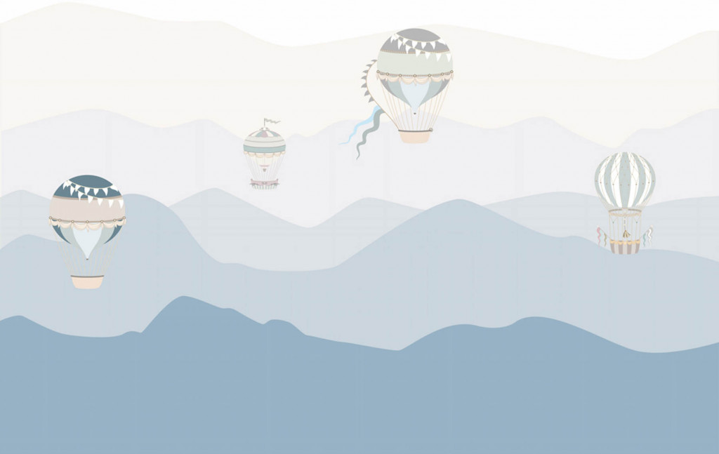 Фотообои горы и воздушные шары