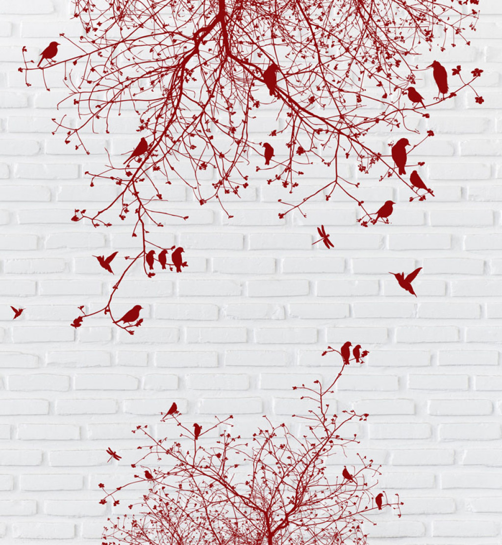 Фотообои Ветки на фоне стены