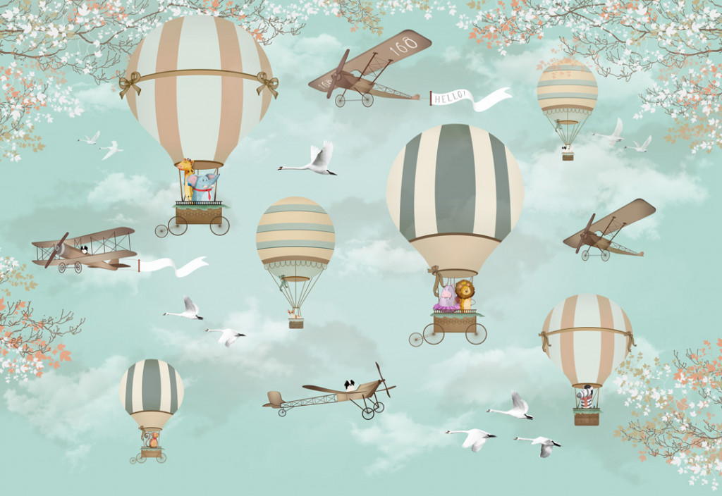 Фотообои Воздушные шары и самолеты