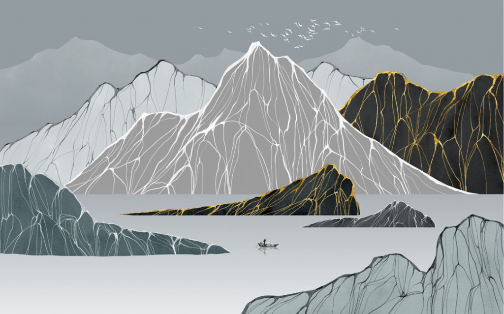 Фотообои Горы с золотом