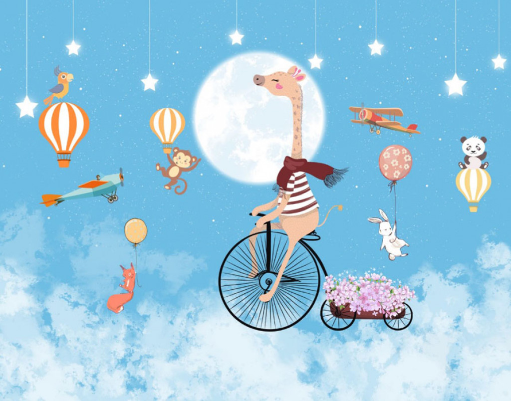 Фотообои  Жираф на велосипеде