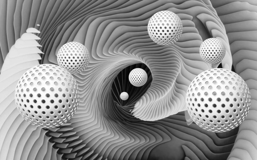 Фотообои ЧБ 3д шары