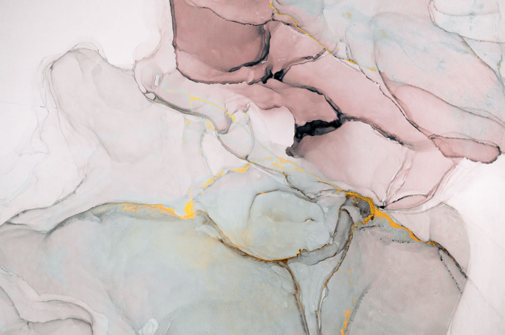 Фотообои Флюид Арт розовый с золотом