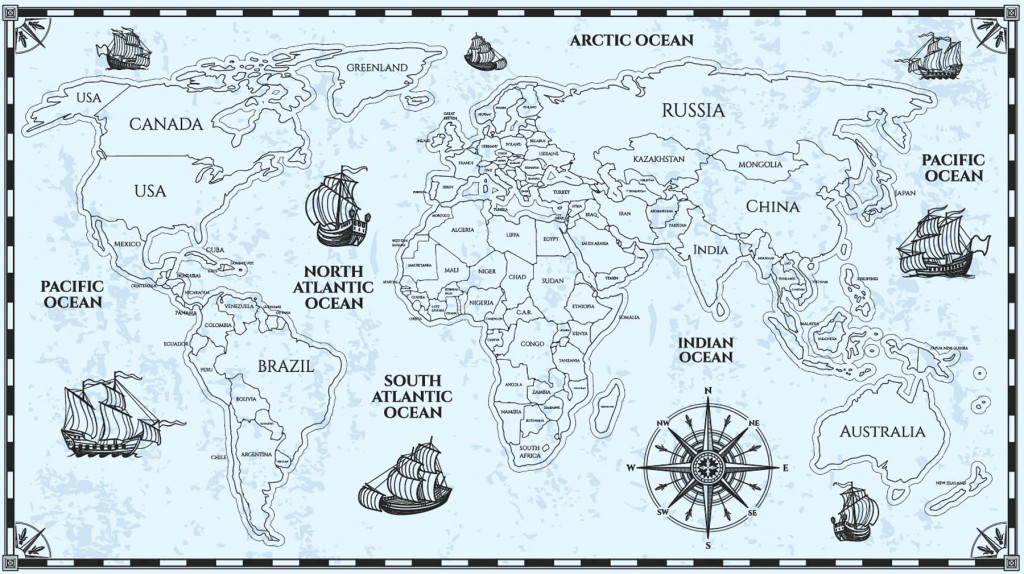 Фотообои векторная карта мира