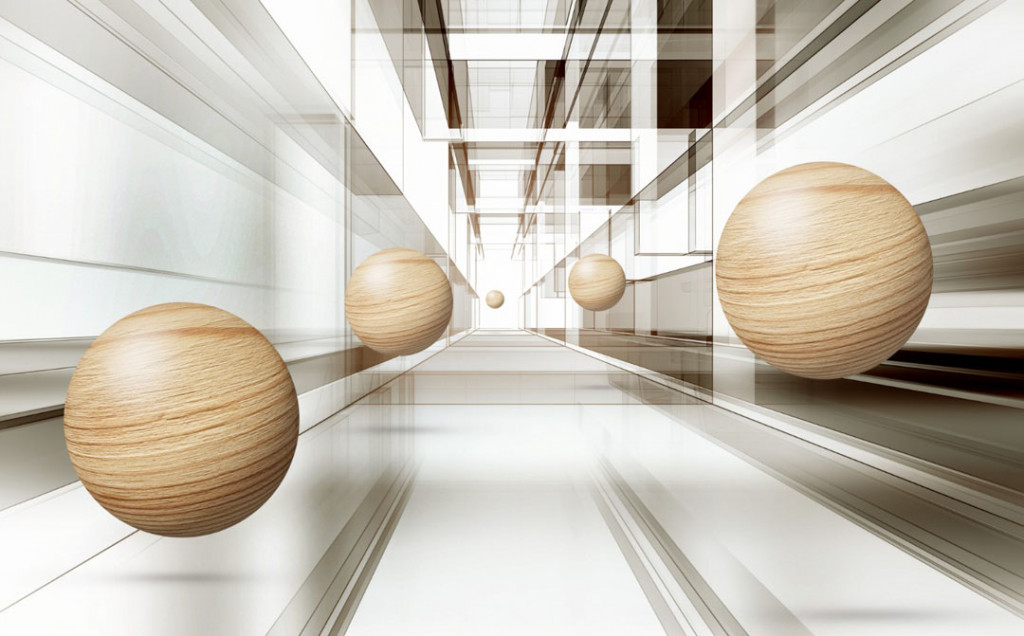 Фотообои 3д шары в тоннеле