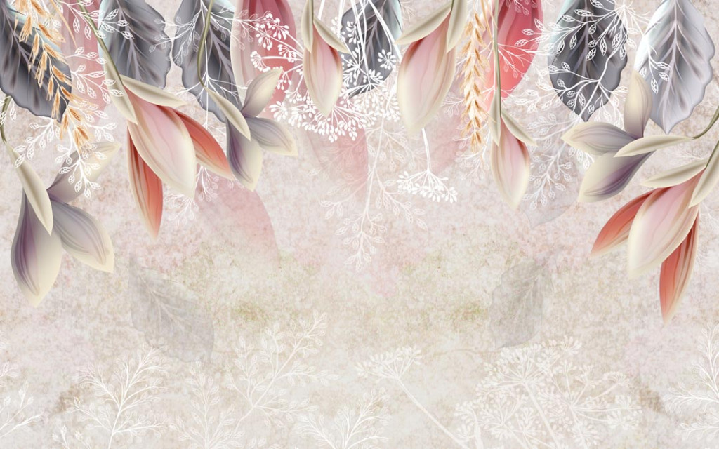 Фотообои Цветы с листиками