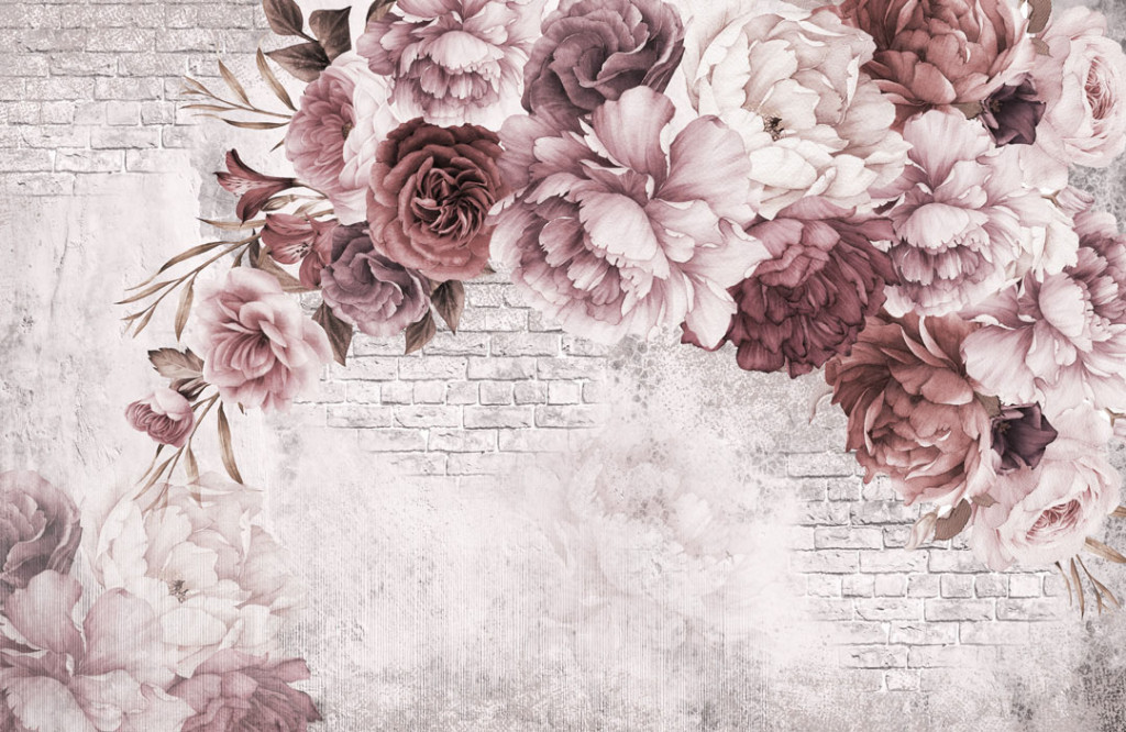 Фотообои Винтажные бордовые пионы