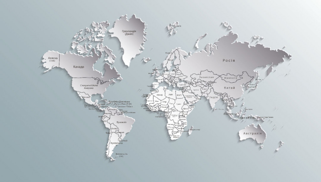 Фотообои Карта Мира в серых оттенках