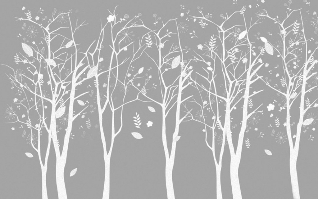 Фотообои Векторные деревья на сером фоне