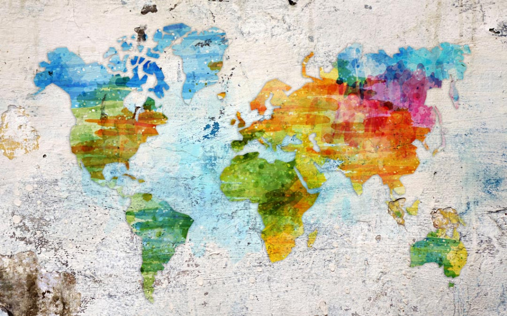 Фотообои Цветая карта мира