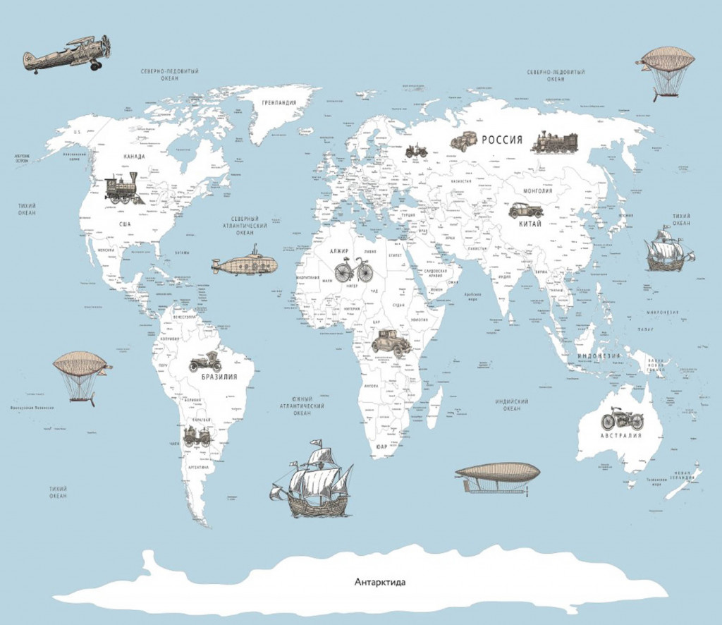 Фотообои детская карта мира