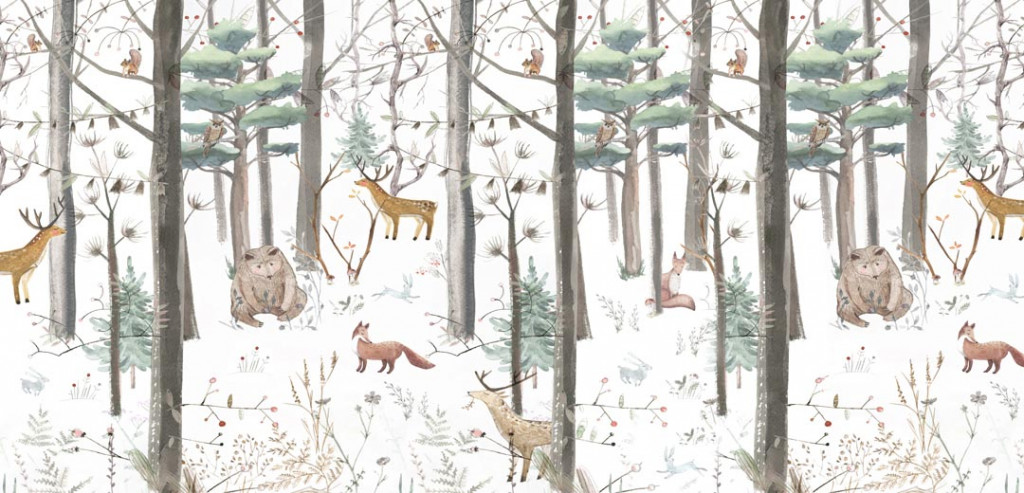 Фотообои Звери в зимнем лесу
