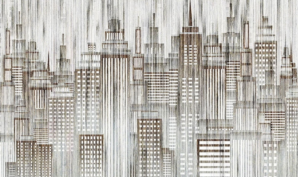 Фотообои Город под текстурой соломки