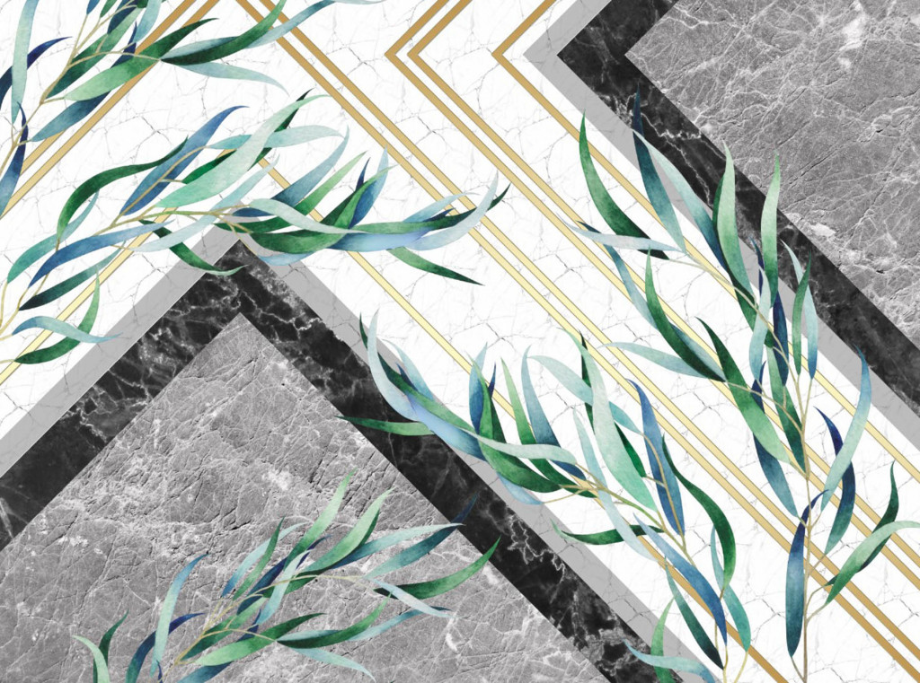 Фотообои листья и геометрия