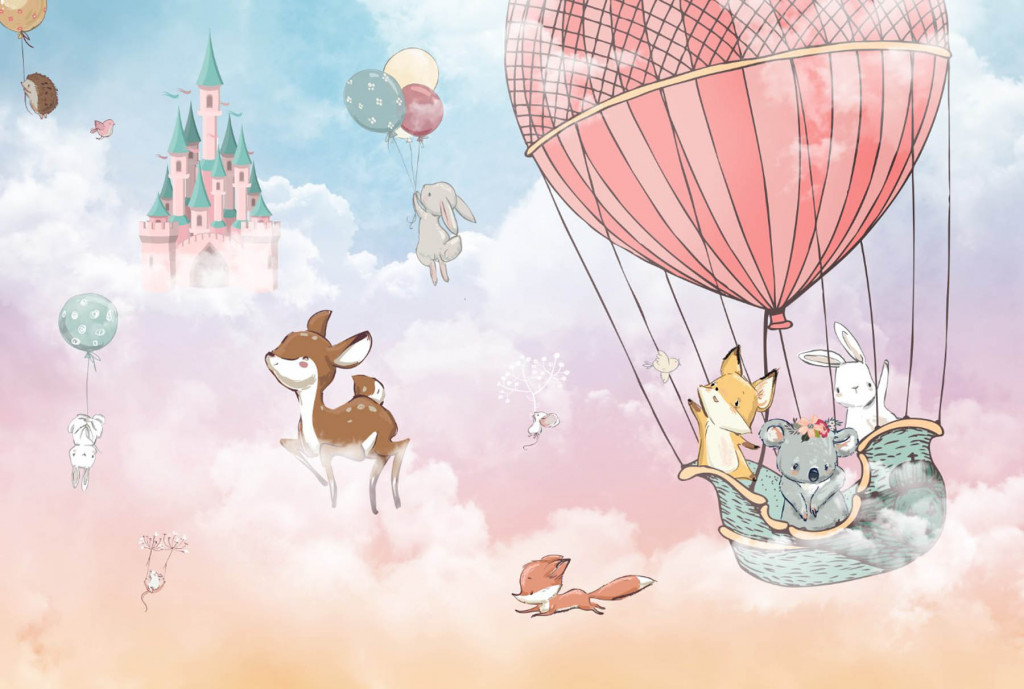 Фотообои зверушки на воздушном шаре