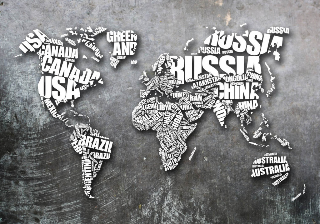 Фотообои карта мира на сером фоне