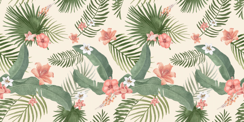 Фотообои Паттерн цветов и листьев