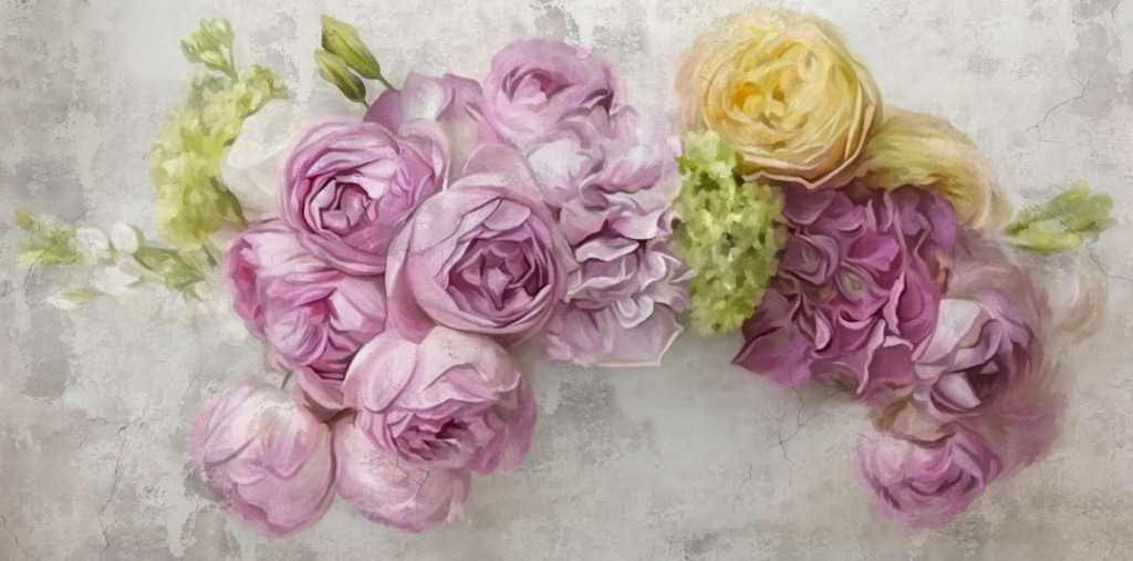 Фотообои Нежные цветы на фоне стены