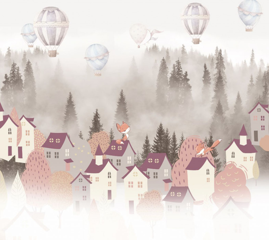 Фотообои  Детские домики в туманном лесу