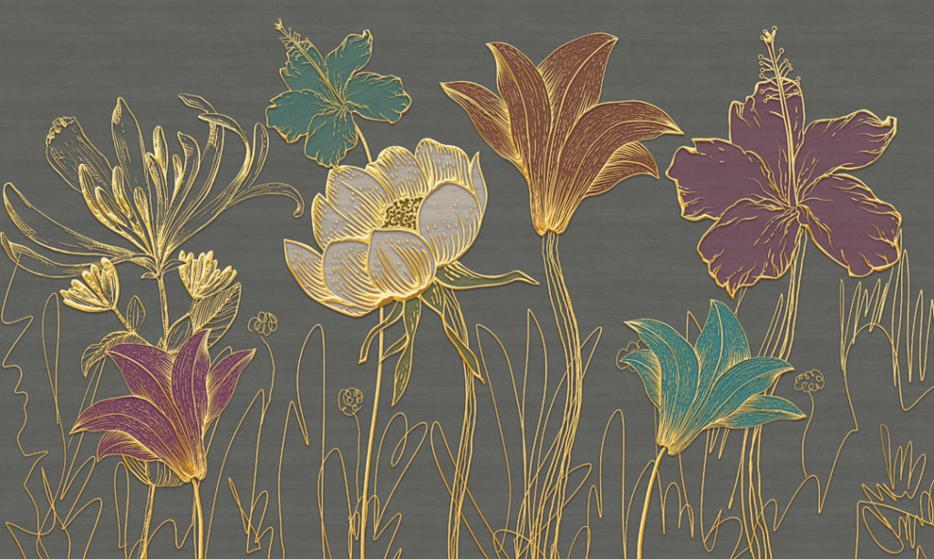 Фотообои Золотые цветы