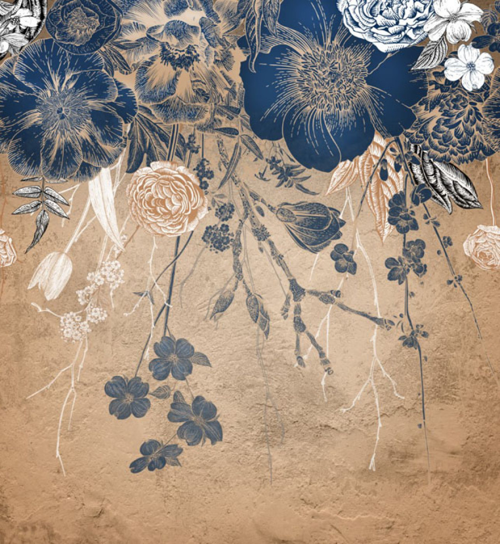 Фотообои Винтажные синие цветы