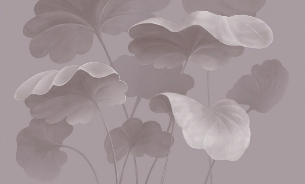 Фотообои Розовые тропические листья