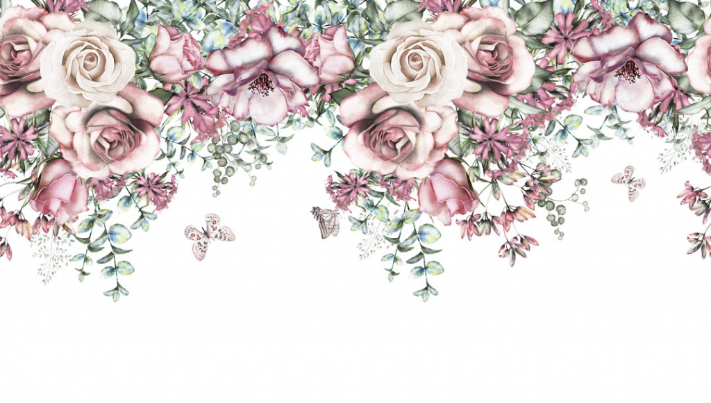 Фотообои Цветочная композиция на белом фоне