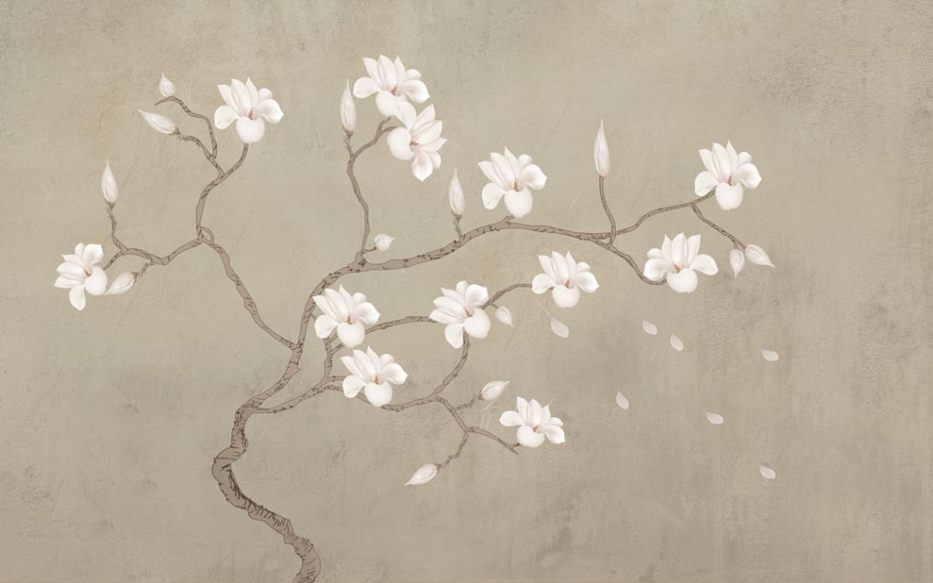 Фотообои Ветка магнолии в восточном стиле