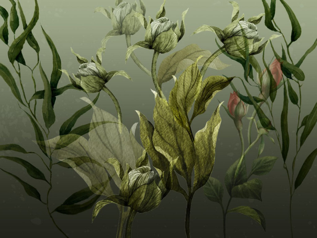 Фотообои Зелый микс цветов