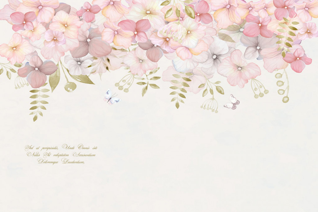 Фотообои Цветы на бежевом фоне