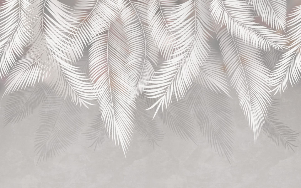 Фотообои Серые листья с потолка