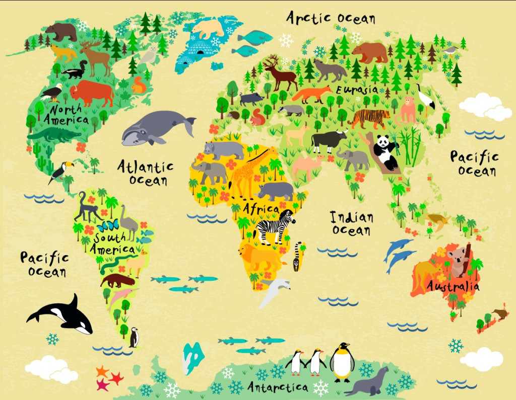 Фотообои Детская карта мира