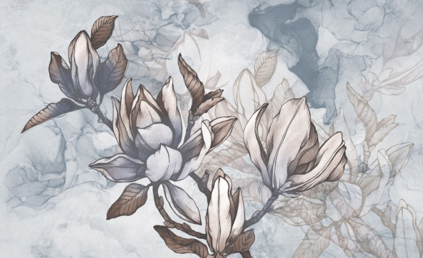 Фотообои Векторные серые цветы