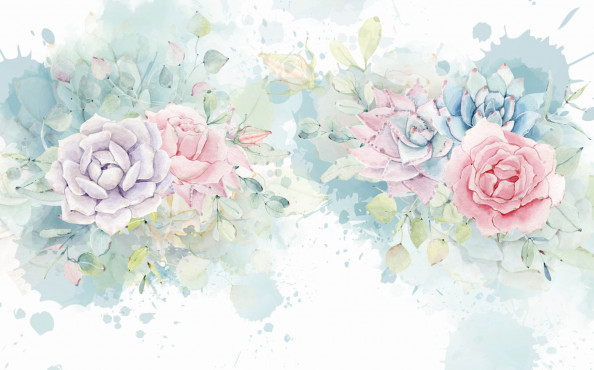 Фотообои акварельные цветы