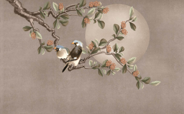 Фотообои луна и птицы