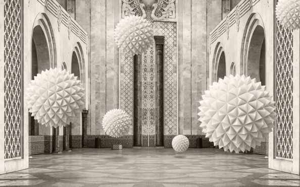 Фотообои 3д сферы в коридоре