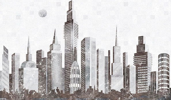 Фотообои Черно белый город