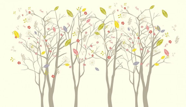 Фотообои Векторные деревья на желтом фоне