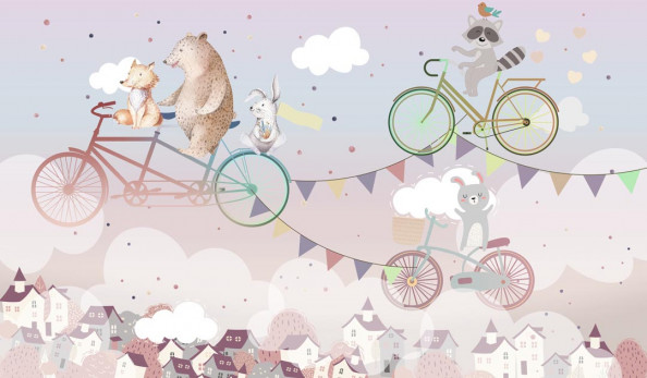 Фотообои Звери на велосипеде