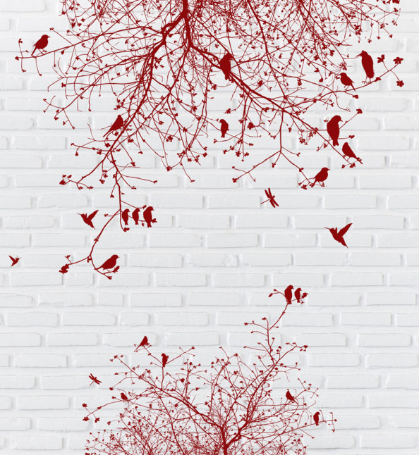 Фотообои Ветки на фоне стены